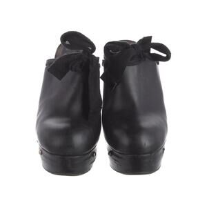 Marni Black Leather Platform Mules Women’s Size 6.5 Round Toe Slip On Tie